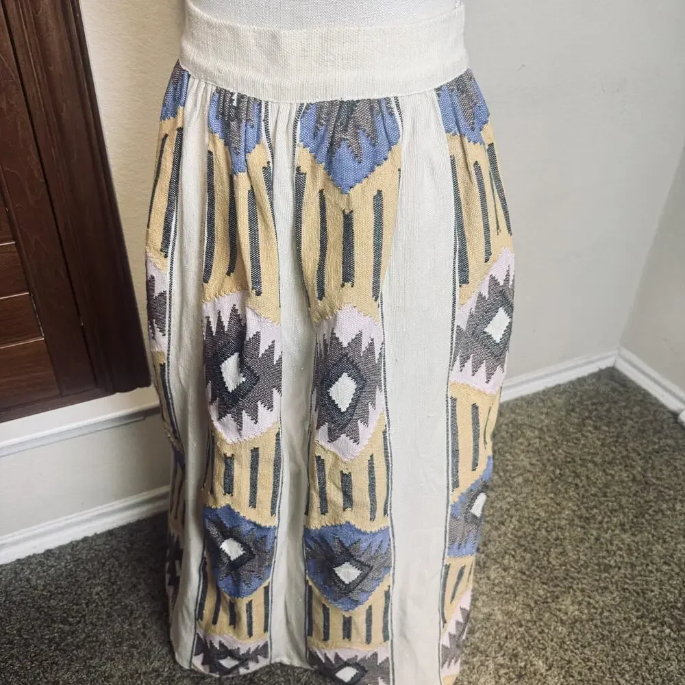 Vintage Guatemalan Corte Skirt Midi Aztec Handwoven Maya Textile Boho sz M - Picture 2 of 5
